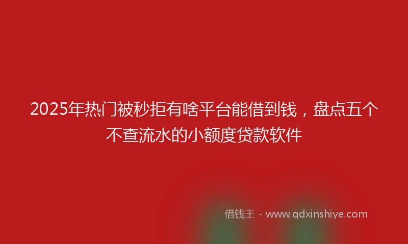 2025年热门被秒拒有啥平台能借到钱，盘点五个不查流水的小额度贷款软件