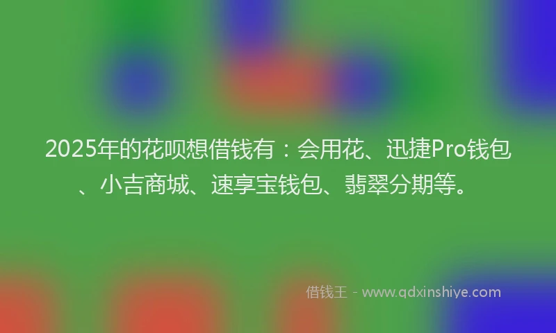 2025年的花呗想借钱有：会用花、迅捷Pro钱包、小吉商城、速享宝钱包、翡翠分期等。