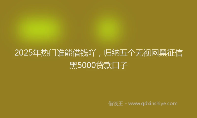 2025年热门谁能借钱吖，归纳五个无视网黑征信黑5000贷款口子