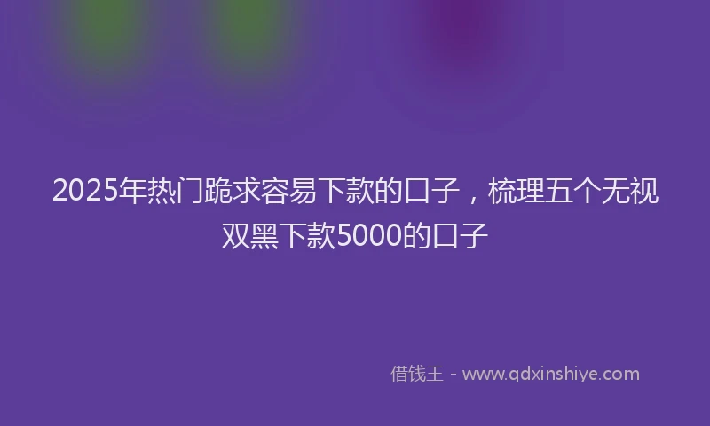 2025年热门跪求容易下款的口子，梳理五个无视双黑下款5000的口子