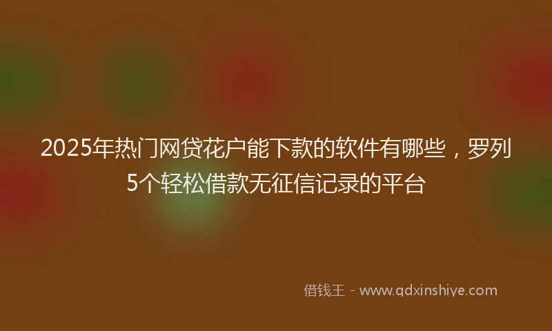 2025年热门网贷花户能下款的软件有哪些，罗列5个轻松借款无征信记录的平台