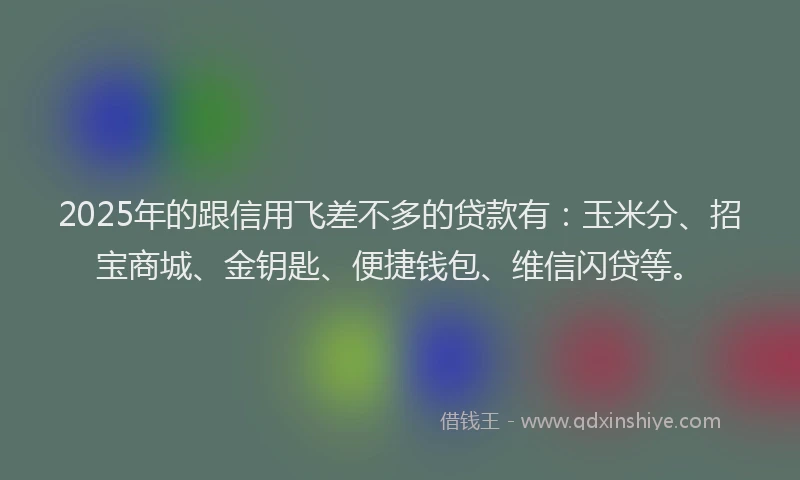 2025年的跟信用飞差不多的贷款有：玉米分、招宝商城、金钥匙、便捷钱包、维信闪贷等。