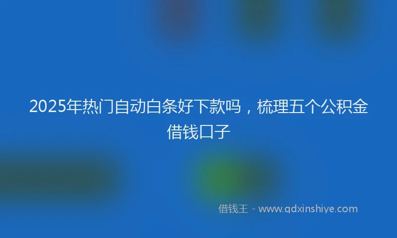 2025年热门自动白条好下款吗，梳理五个公积金借钱口子