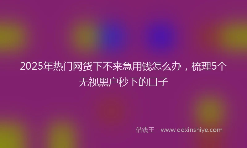 2025年热门网货下不来急用钱怎么办，梳理5个无视黑户秒下的口子