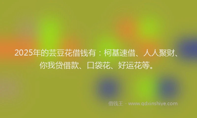 2025年的芸豆花借钱有：柯基速借、人人聚财、你我贷借款、口袋花、好运花等。