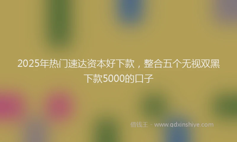 2025年热门速达资本好下款，整合五个无视双黑下款5000的口子