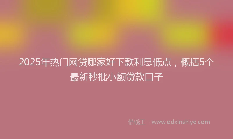 2025年热门网贷哪家好下款利息低点，概括5个最新秒批小额贷款口子