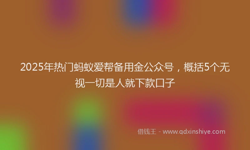 2025年热门蚂蚁爱帮备用金公众号，概括5个无视一切是人就下款口子