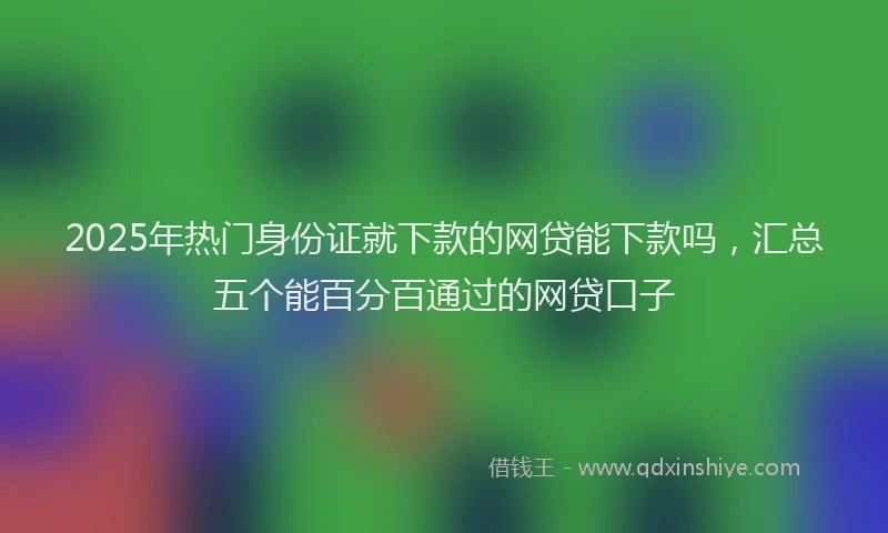 2025年热门身份证就下款的网贷能下款吗，汇总五个能百分百通过的网贷口子