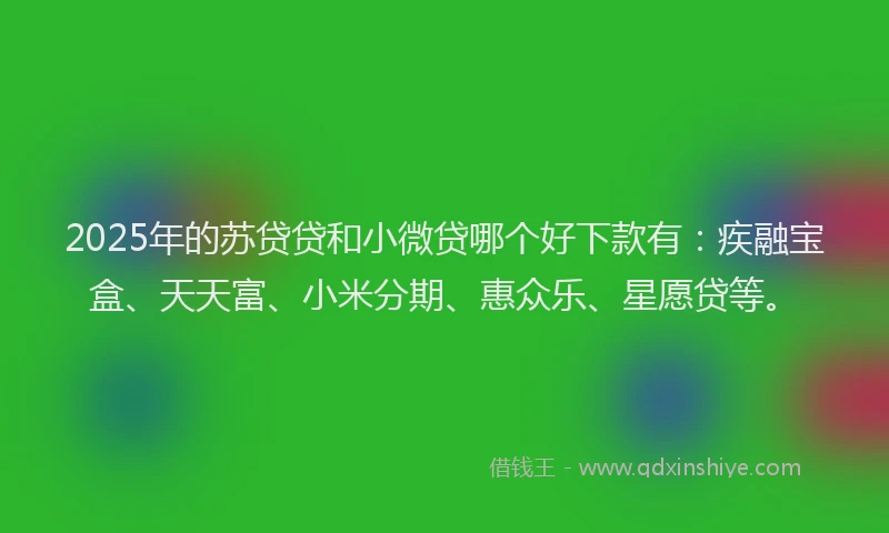 2025年的苏贷贷和小微贷哪个好下款有：疾融宝盒、天天富、小米分期、惠众乐、星愿贷等。