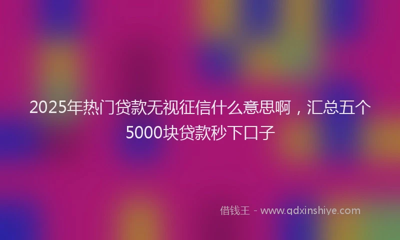 2025年热门贷款无视征信什么意思啊，汇总五个5000块贷款秒下口子