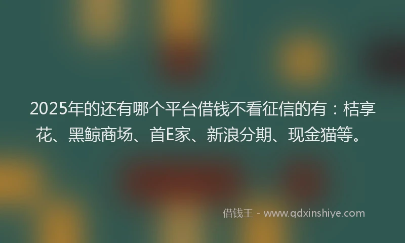 2025年的还有哪个平台借钱不看征信的有：桔享花、黑鲸商场、首E家、新浪分期、现金猫等。