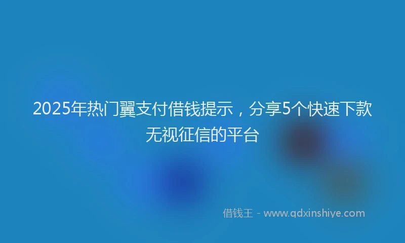 2025年热门翼支付借钱提示，分享5个快速下款无视征信的平台