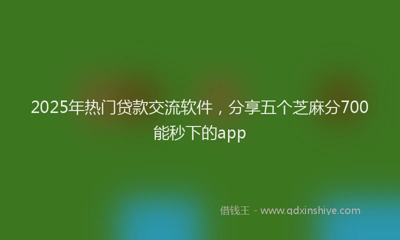 2025年热门贷款交流软件，分享五个芝麻分700能秒下的app