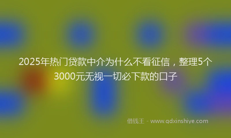 2025年热门贷款中介为什么不看征信，整理5个3000元无视一切必下款的口子