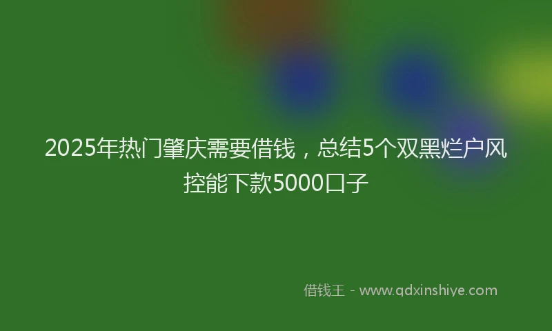2025年热门肇庆需要借钱，总结5个双黑烂户风控能下款5000口子