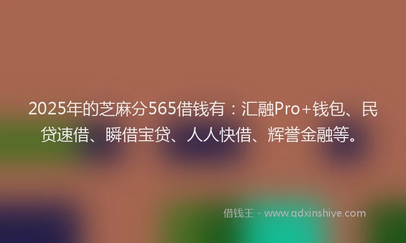 2025年的芝麻分565借钱有：汇融Pro+钱包、民贷速借、瞬借宝贷、人人快借、辉誉金融等。