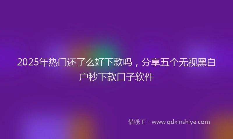 2025年热门还了么好下款吗，分享五个无视黑白户秒下款口子软件