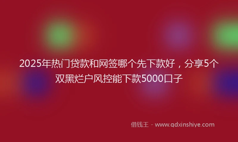 2025年热门贷款和网签哪个先下款好，分享5个双黑烂户风控能下款5000口子