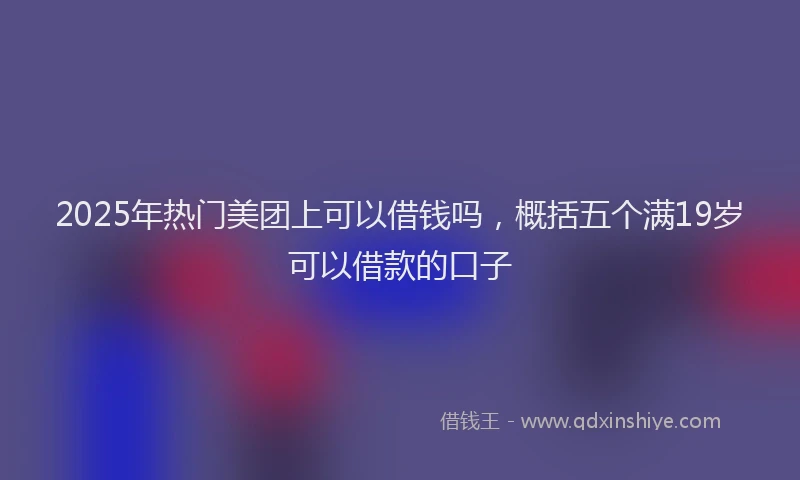 2025年热门美团上可以借钱吗，概括五个满19岁可以借款的口子
