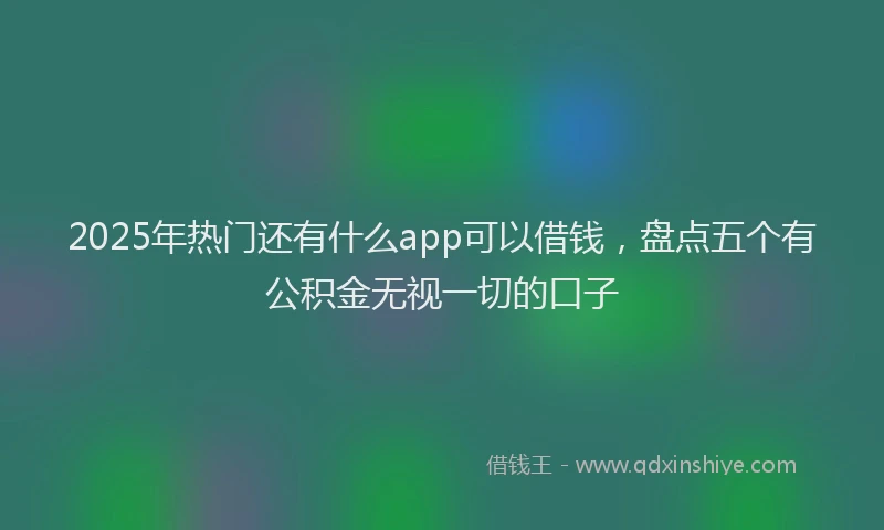 2025年热门还有什么app可以借钱，盘点五个有公积金无视一切的口子