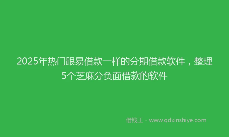 2025年热门跟易借款一样的分期借款软件，整理5个芝麻分负面借款的软件