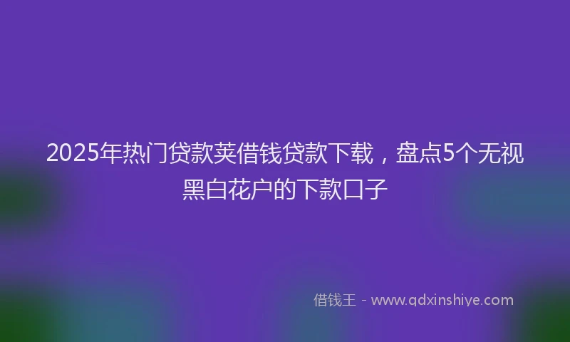 2025年热门贷款荚借钱贷款下载，盘点5个无视黑白花户的下款口子