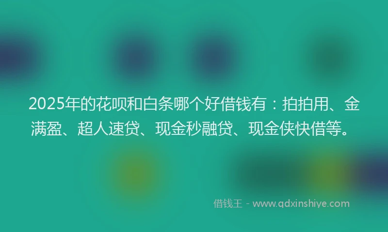 2025年的花呗和白条哪个好借钱有：拍拍用、金满盈、超人速贷、现金秒融贷、现金侠快借等。