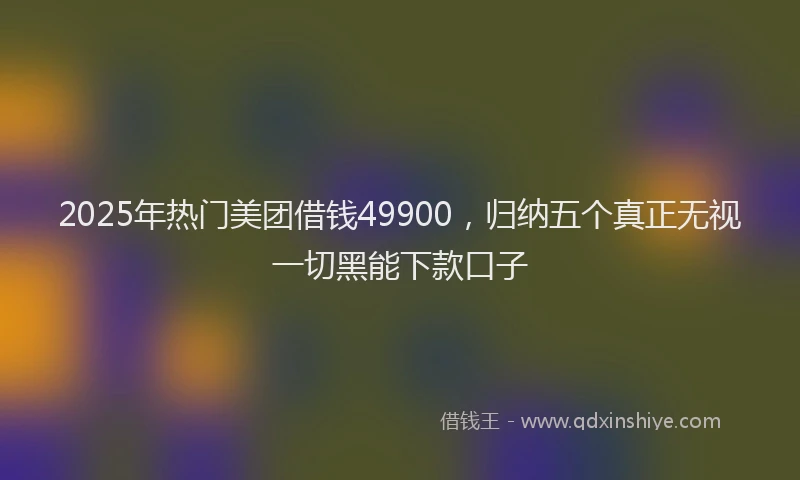 2025年热门美团借钱49900，归纳五个真正无视一切黑能下款口子