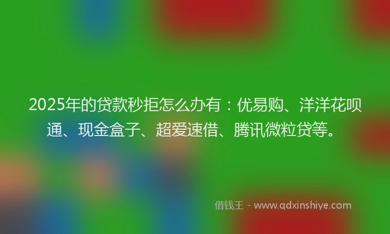2025年的贷款秒拒怎么办有：优易购、洋洋花呗通、现金盒子、超爱速借、腾讯微粒贷等。