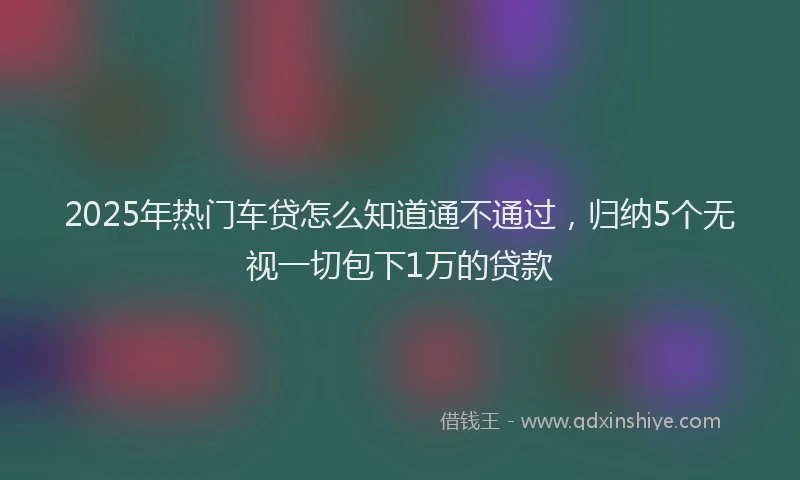 2025年热门车贷怎么知道通不通过，归纳5个无视一切包下1万的贷款