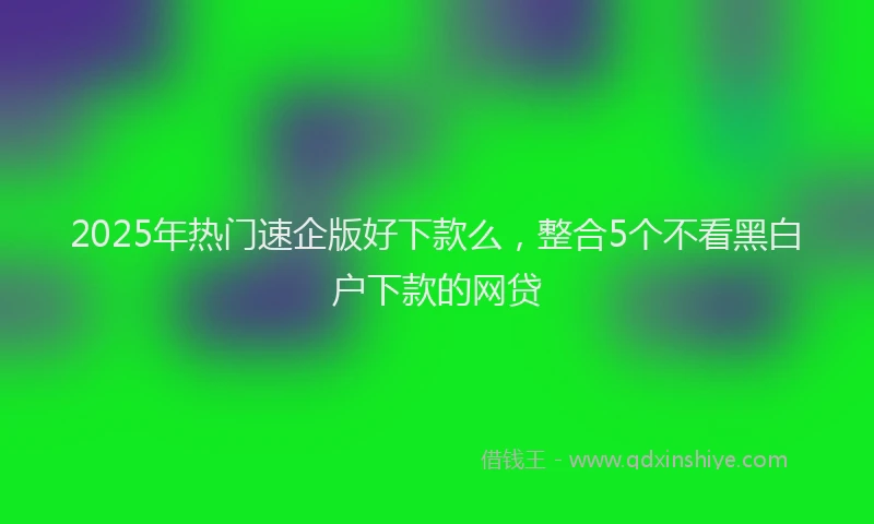 2025年热门速企版好下款么，整合5个不看黑白户下款的网贷