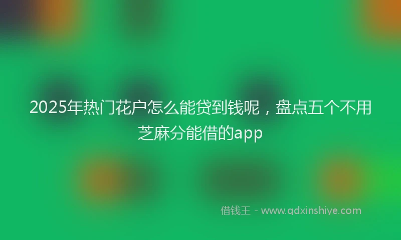 2025年热门花户怎么能贷到钱呢，盘点五个不用芝麻分能借的app