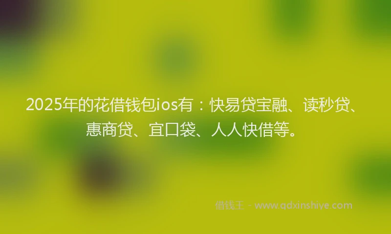 2025年的花借钱包ios有：快易贷宝融、读秒贷、惠商贷、宜口袋、人人快借等。