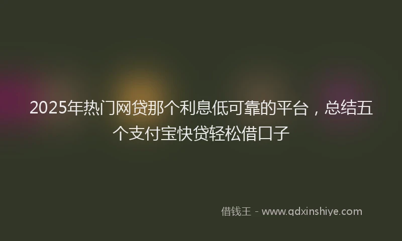 2025年热门网贷那个利息低可靠的平台,总结五个支付宝快贷轻松借口子