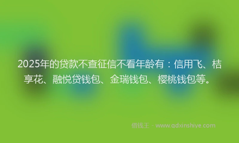 2025年的贷款不查征信不看年龄有：信用飞、桔享花、融悦贷钱包、金瑞钱包、樱桃钱包等。