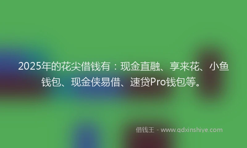 2025年的花尖借钱有：现金直融、享来花、小鱼钱包、现金侠易借、速贷Pro钱包等。
