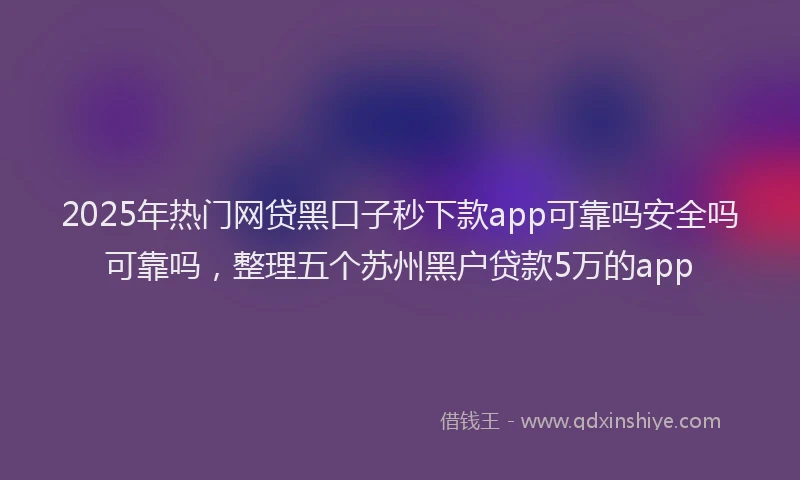 2025年热门网贷黑口子秒下款app可靠吗安全吗可靠吗，整理五个苏州黑户贷款5万的app