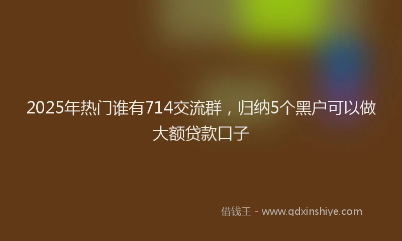 2025年热门谁有714交流群，归纳5个黑户可以做大额贷款口子
