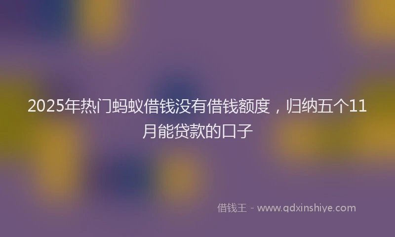 2025年热门蚂蚁借钱没有借钱额度，归纳五个11月能贷款的口子