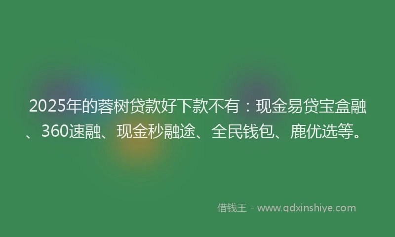 2025年的蓉树贷款好下款不有:现金易贷宝盒融、360速融、现金秒融途、全民钱包、鹿优选等。