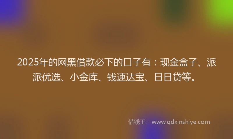 2025年的网黑借款必下的口子有：现金盒子、派派优选、小金库、钱速达宝、日日贷等。