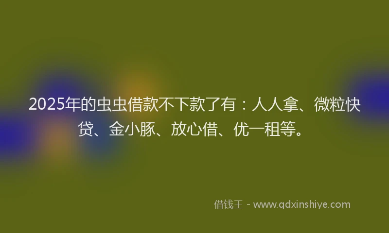 2025年的虫虫借款不下款了有：人人拿、微粒快贷、金小豚、放心借、优一租等。