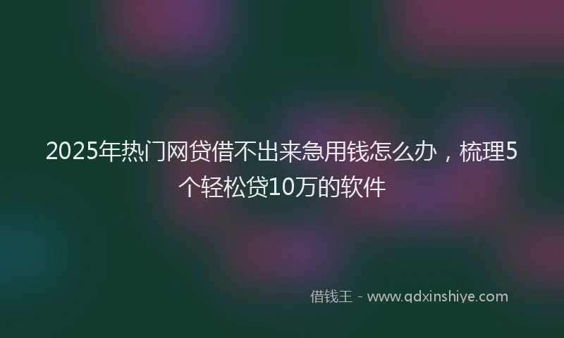 2025年热门网贷借不出来急用钱怎么办，梳理5个轻松贷10万的软件