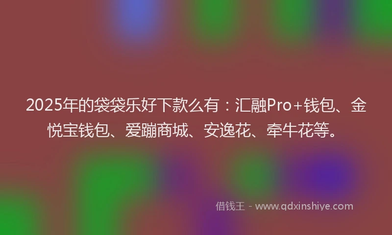 2025年的袋袋乐好下款么有：汇融Pro+钱包、金悦宝钱包、爱蹦商城、安逸花、牵牛花等。