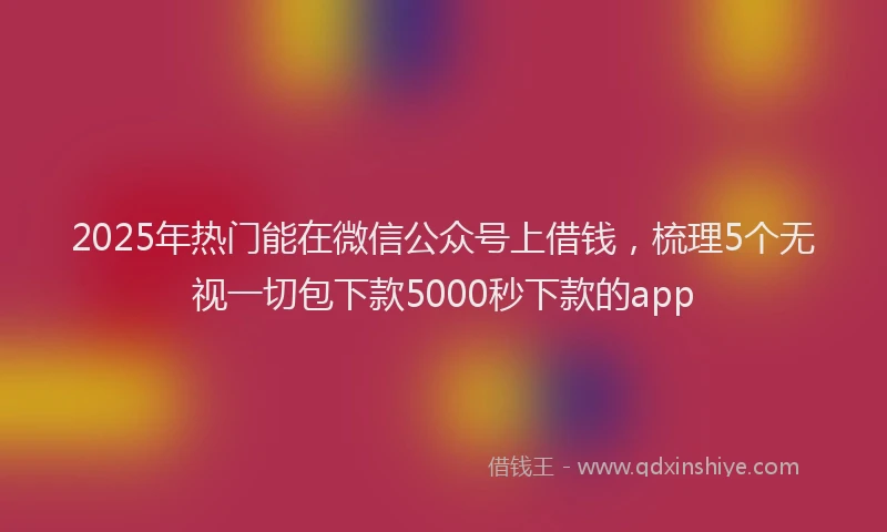 2025年热门能在微信公众号上借钱，梳理5个无视一切包下款5000秒下款的app