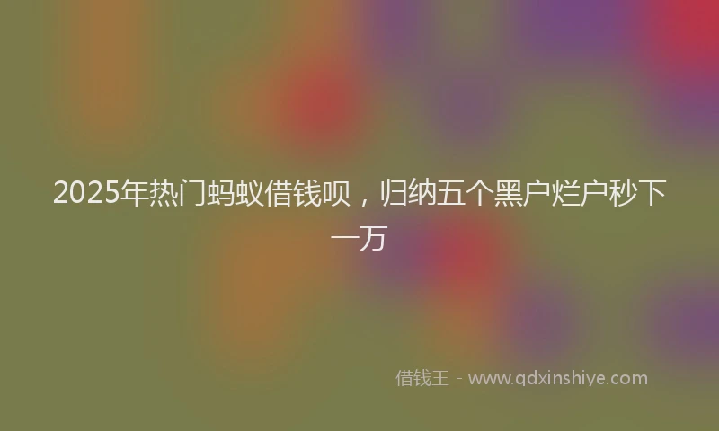 2025年热门蚂蚁借钱呗，归纳五个黑户烂户秒下一万