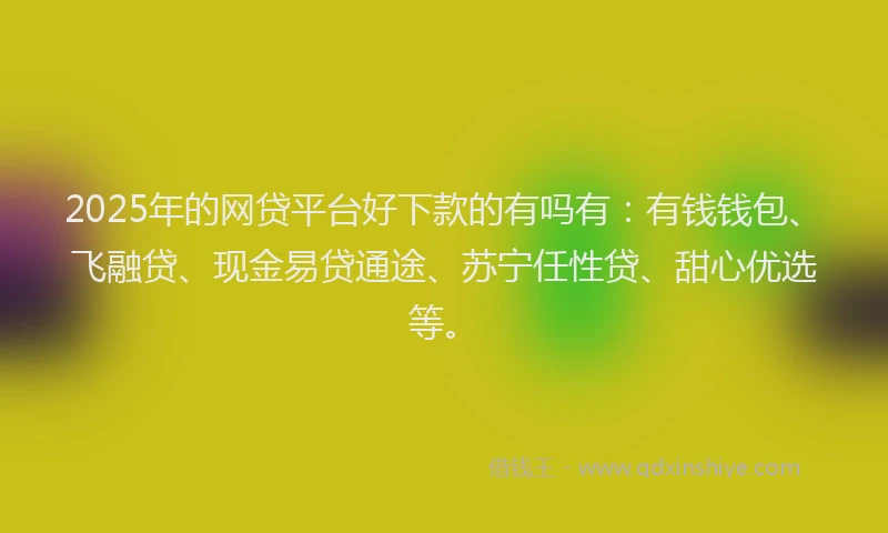 2025年的网贷平台好下款的有吗有：有钱钱包、飞融贷、现金易贷通途、苏宁任性贷、甜心优选等。