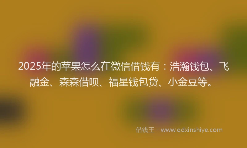 2025年的苹果怎么在微信借钱有：浩瀚钱包、飞融金、森森借呗、福星钱包贷、小金豆等。