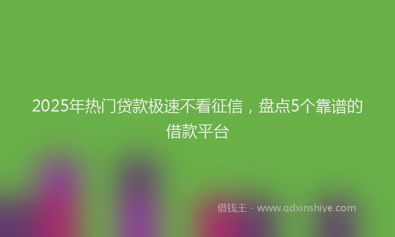 2025年热门贷款极速不看征信，盘点5个靠谱的借款平台
